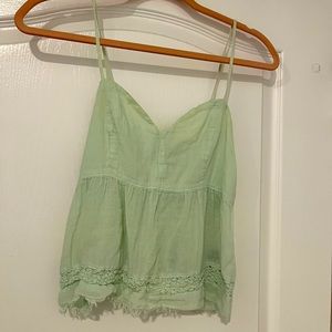 American eagle mint green tank top with lace detailing